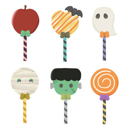 Cute Halloween candies and lollipops. Vector illustrationのイラスト素材