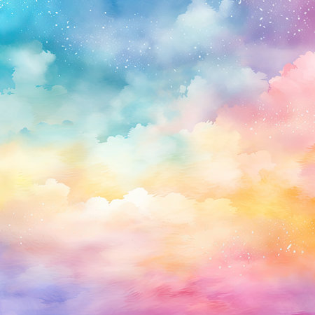 Watercolor sky with clouds. Abstract nature background. Vector illustration.の素材