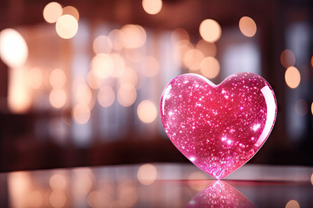 Pink heart on the background of bokeh. Valentine's Day.の素材