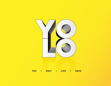 YOLO You Only Live Once Bright Sketch Phrase Youth Tagline Motto Poster Minimal Background Card flyerの写真素材