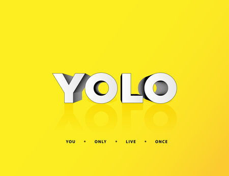 YOLO You Only Live Once Bright Sketch Phrase Youth Tagline Motto Poster Minimal Background Card flyerの写真素材