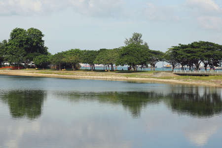 quite lake at east coast singaporeの写真素材