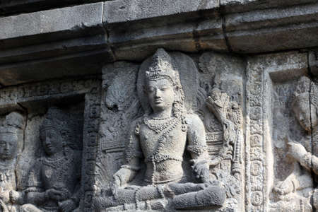 Hinduism god statue on the wall of brorobudurの写真素材