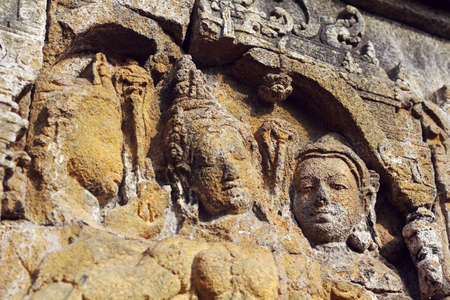 sculpture on the wall of borobudur