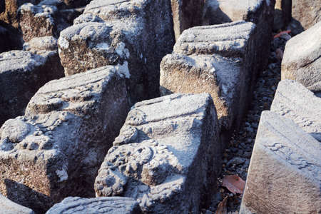 broken stone brick at prambanan