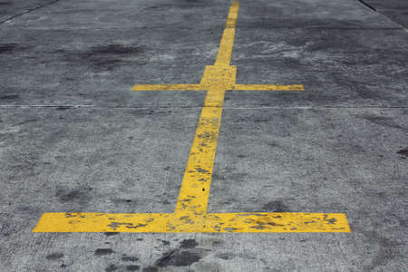 yellow traffic line on the roadの写真素材