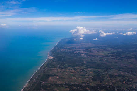 overlook of West Sumatra on an airplane in Indonesiaの写真素材