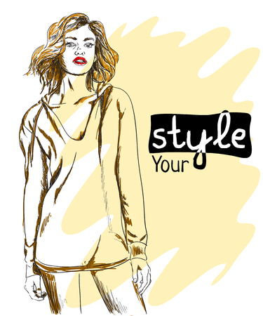 Fashion vector illustration of style girlのイラスト素材