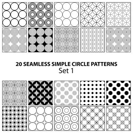 Set of seamless simple circle black patterns on transparent backgroundのイラスト素材