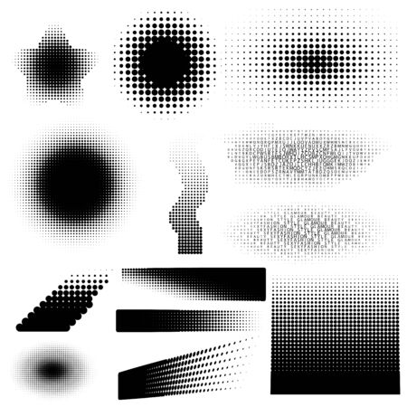 Set of Abstract Halftone Backgrounds - circle, alphabet, star. Vector illustrationのイラスト素材