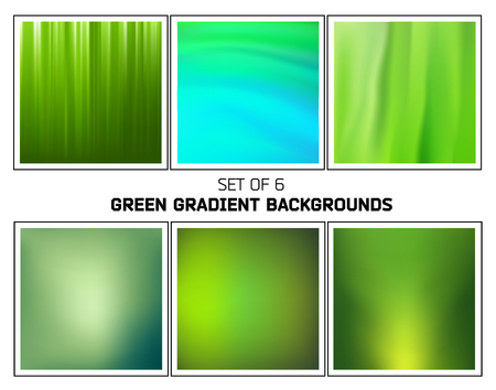 Set of six abstract green nature smooth blurred gradients vector backgrounds for designのイラスト素材