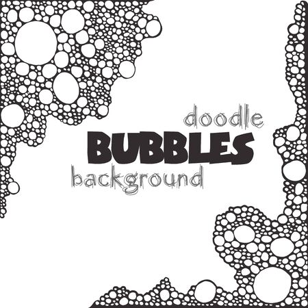 Vector abstract white square background with black soap or water bubblesのイラスト素材