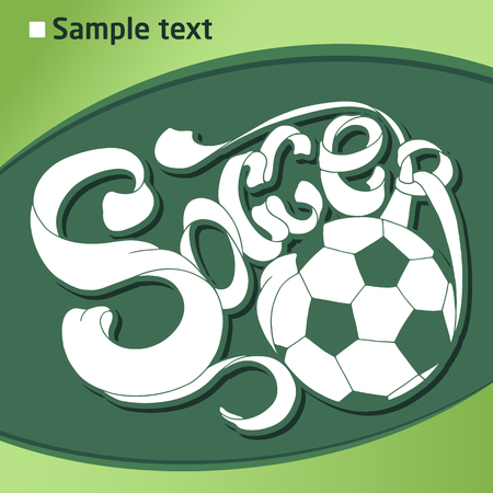 Soccer Hand lettering label in green and white colors. Can be used for design, presentations, brochures, sports equipment, corporate identity, salesのイラスト素材