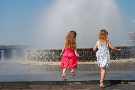 Girls Near The Fountainの写真素材