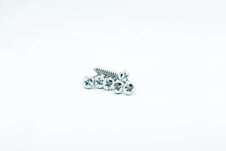 Screws on white backgroundの写真素材