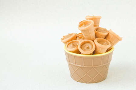 Cake waffles in an, ice cream cupの写真素材
