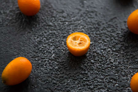 Orange kumquat fruit, acidic food orangeの写真素材