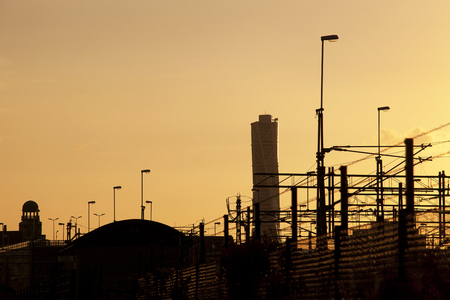 Malmoe, Sweden  - July 20, 2016. 
Skyline, Sunset.のeditorial素材
