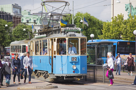 Gothenburg, Sweden - August 12, 2016. Tram in Gothenburg.のeditorial素材