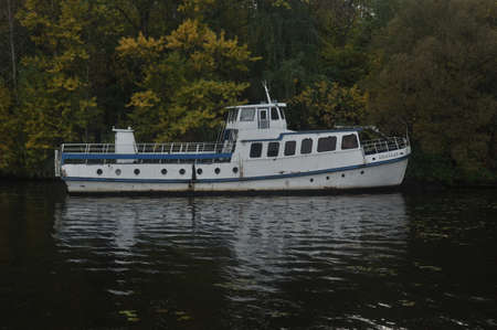 A ship on the riverの写真素材