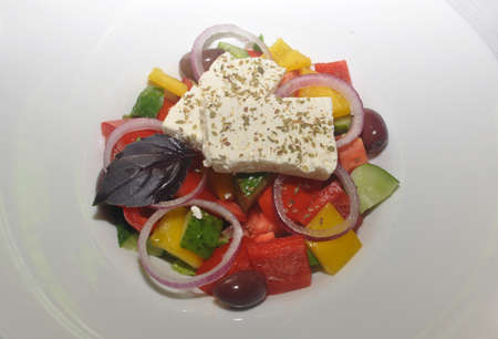 Greek salad with feta cheeseの写真素材