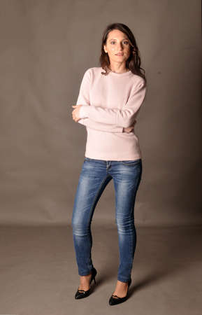 Business girl in jeansの写真素材