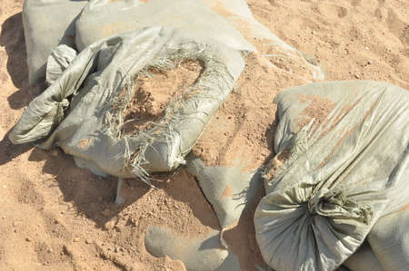 Packages with sandの写真素材