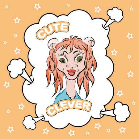 Sweet animal for girls print design. Vector illustration on orange backgroundのイラスト素材