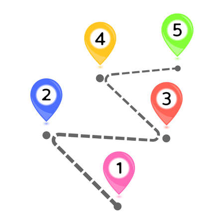 Rainbow colors vector map point markers on whiteのイラスト素材