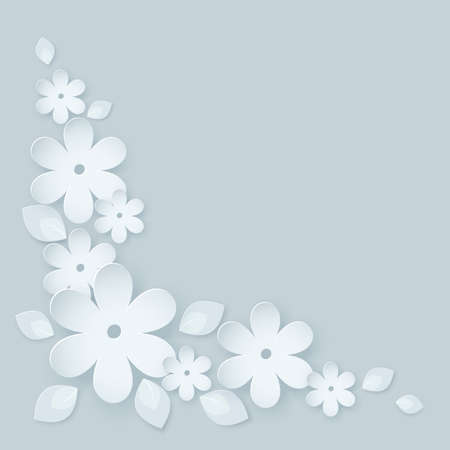 Paper flower background. Vector illustration on light gray blueのイラスト素材