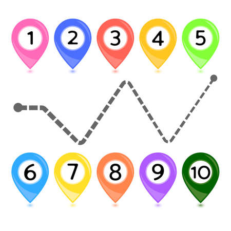 Rainbow colors vector map point markers on whiteのイラスト素材