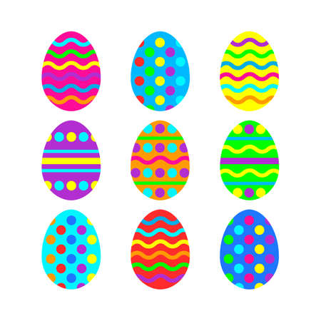 Easter eggs vector icon background. Flat style of colorful eggs. Vector illustration on whiteのイラスト素材