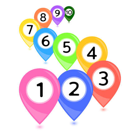 Rainbow colors vector map pointers on white background.のイラスト素材