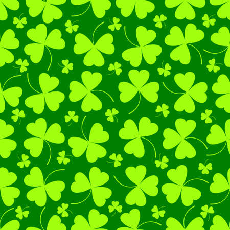 Seamless pattern. Vector illustration of clover leaves on green. St Patrick's Day backgroundのイラスト素材