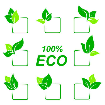 Eco symbol icon set on white background, vector illustration.のイラスト素材