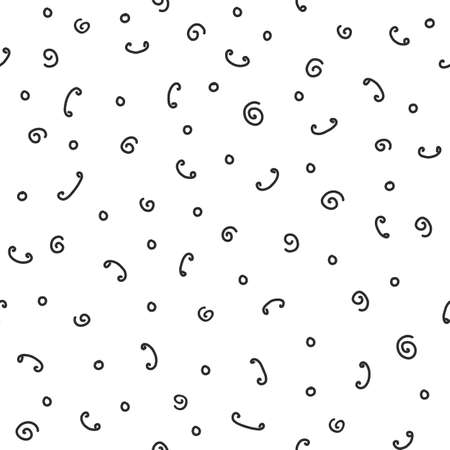 Seamless hand drawn pattern with circle and whirlpool. Vector illustration in black and white colors.のイラスト素材