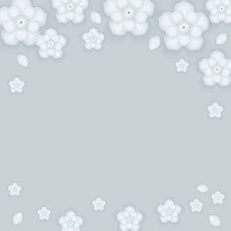 Paper flower background. Vector illustration on light gray blueのイラスト素材