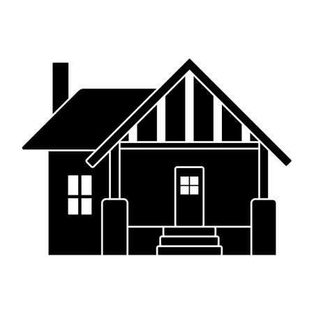 Small house vector icon pictogram. Flat style black and white simple design home silhouette on white backgroundのイラスト素材