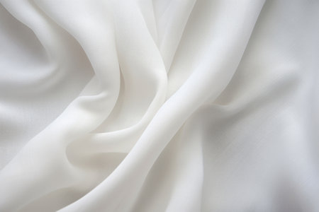 Light colour satin cloth folds abstract background. Silk fabric tissue curvesの素材