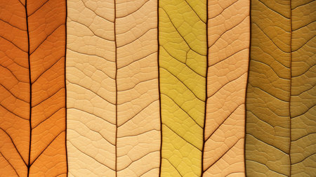 Organic texture of autumn leaves background. Close up shot minimalistic abstract backdropの素材