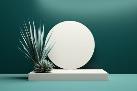 Product presentation platform with round circle wall mockup. Podium display conceptの素材