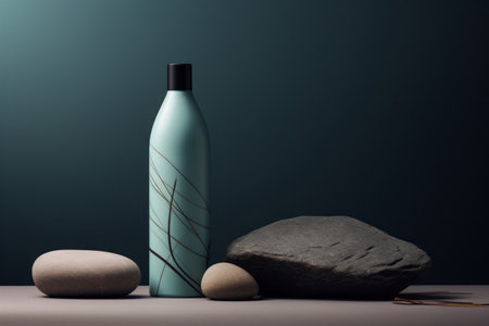 Spa skin care mockup on dark background. Cosmetic bottle template for face body lotionの素材