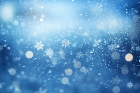 Christmas holiday snowflakes decoration on white bokeh background. Silver snowfall celebrationの素材