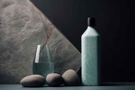Empty bottle template for face body skin care tonic. Luxury beauty product mockupの素材