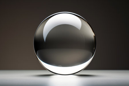 Clear crystal ball with sharp contrast on gradient grey backgroundの素材