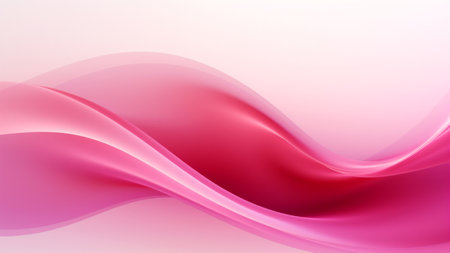 Abstract pink rose waves design with smooth curves and soft shadows on clean modern background. Fluid gradient motion of dynamic lines on minimal backdropの素材