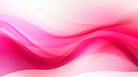 Abstract transparent hot pink waves design with smooth curves and soft shadows on clean modern background. Fluid gradient motion of dynamic lines on minimal backdropの素材