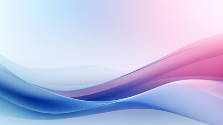 Abstract satin sky blue purple waves design with smooth curves and soft shadows on clean modern background. Fluid gradient motion of dynamic lines on minimal backdropの素材