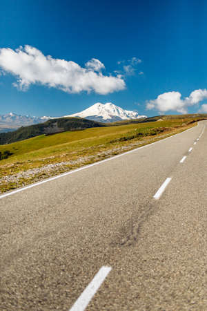 Road to Snowy Elbrus, Russiaの写真素材