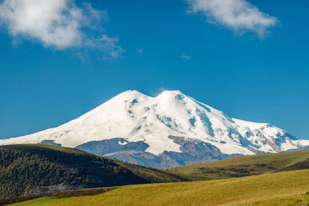 Snowy peaks of Mount Elbrus, Russia